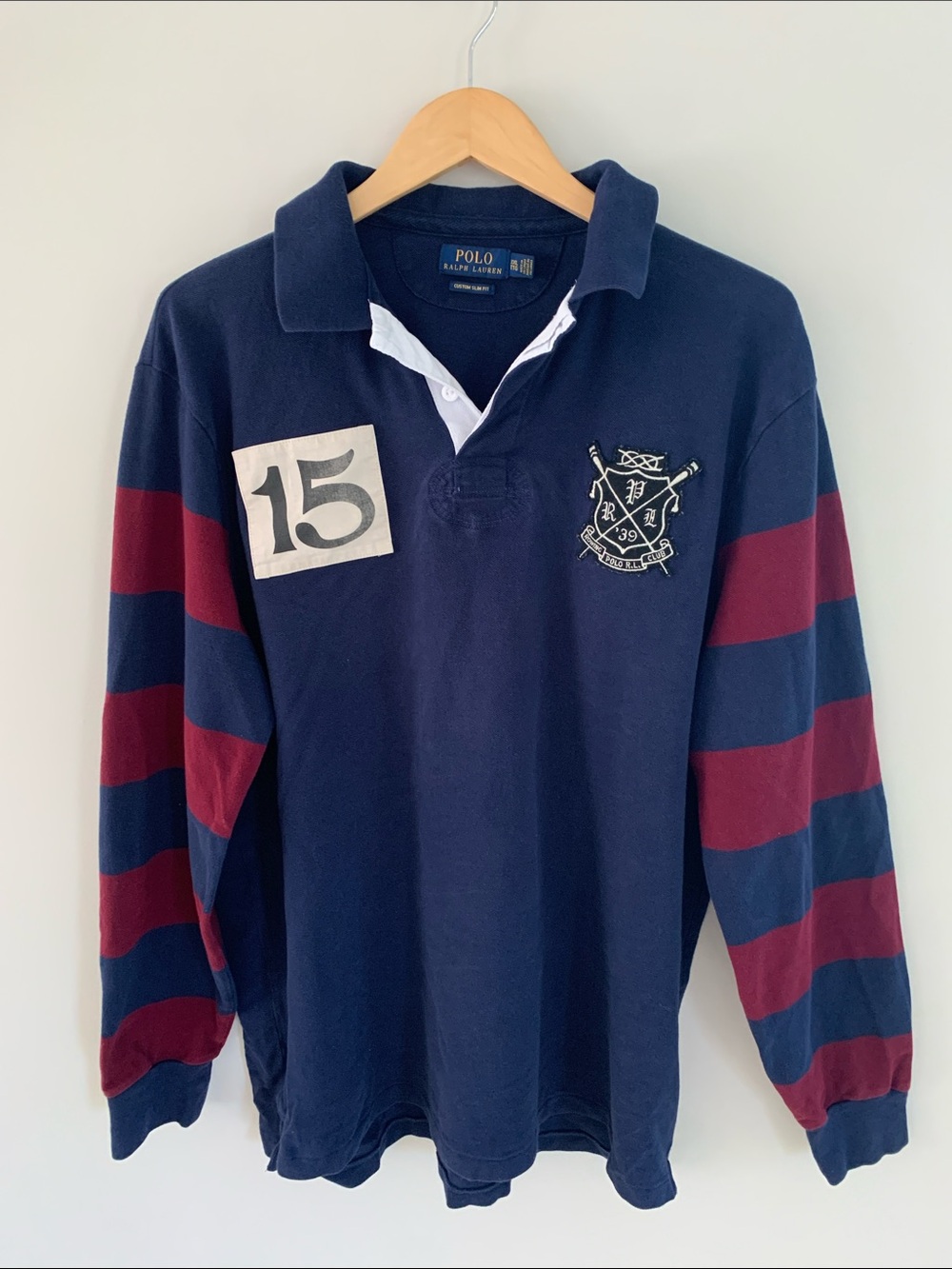 Polo Ralph Lauren Men’s Rugby Short Rowing Club Crest Stripes Sleeves Size XXL